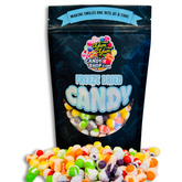 Front view of Yum Yum Candy Shop Freeze-Dried Itty Bitties in resealable bag.